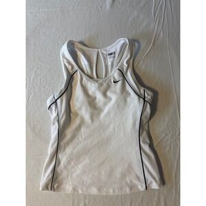 Nike Tank Top Womens Medium White  Fit Dry Built-in Bra Mesh Racerback